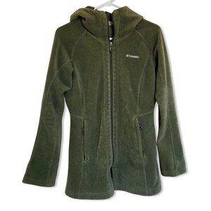 Columbia Womens S Fleece Jacket Forest Green Long Full Zip Outdoors Winter Coat